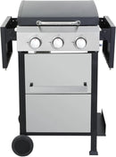 3-Burner Propane Gas BBQ Grill with SS Plancha, 36,900 BTU Output, Wire Enamel Grids, Foldable Side Table and Hanging Basket, Stainless Steel Grill for Patio Use by GreenHaven Gardens