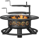 47 Inch Outdoor Fire Pit with 2 Grills, Extra Large BBQ Firepits for Outside, Metal Round Fire pits with Lid&Fire Poker,3 in 1 Wood Burning Outdoor Fireplaces for Backyard,Patio,Bonfire by GreenHaven Gardens