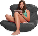 Posh Creations Bean Bag Chair Lounger Structured Seat for Kids, Teens and Adults, Comfy Chair for Gaming, Reading and Watching TV, Laguna Lounger, Microsuede - Charcoal Gray by TinyTreasures Baby Boutique