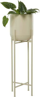 Deco 79 CosmoLiving by Cosmopolitan Metal Round Planter with Removable Stand, 13" x 13" x 42", Beige by GreenHaven Gardens