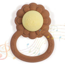 Rattle Teether, Lion Shape Montessori Baby Sensory Teething Toys, Food Grade Silicone BPA Free, Newborn Essentials Must Haves (Daffodil Clay) by TinyTreasures Baby Boutique