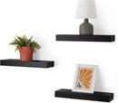 Amazon Basics Wood Floating Wall Shelves, Pack of 3, Black, 15.8" x 5" x 1.8" by CozyNest Decor