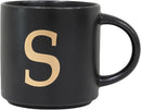 COLLECTIVE HOME - Monogram Ceramic Mugs, 15 oz Golden Initial Black Coffee Cups, Elegant Alphabet Tea Mugs, Elegant Personalized Mug with Gift Box, Unique Mug with Double Side Capital Lette (S) by CozyNest Decor