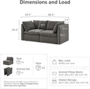 mopio Oversized Modular Sectional Sofa with Fully Removable Covers and Storage, Convertible U, L-Shaped and Sleeper Sectional, Modern Couches with Ottoman Chaise (Stone Gray Fabric, Loveseat) by CozyNest Decor