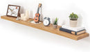 Fun Memories Floating Shelves for Wall, 55"x9.3" Rustic Solid Elm Wood Shelves, Heavy-Duty Wall Mounted Shelves with Invisible Brackets for Living Room, Bedroom, Kitchen, Natural Finish by CozyNest Decor