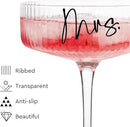Ribbed Coupe Glasses for Anniversary Engagement Wedding Bridal Shower Gifts for Couple, Crystal Martini Glasses Set of 2, 10 Oz Vintage Wedding Mr and Mrs Champagne Flutes, Margarita Cocktail Glasses by CozyNest Decor