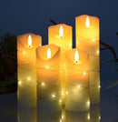 danip flameless Candle, with Embedded String Lights, 5-Piece LED Candles, with 10-Key Remote Control, 24-Hour Timer Function, Dancing Flame, Real Wax, Battery-Powered. (Ivory White) by CozyNest Decor