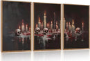 Aurlan Gothic Bloody Skull and Candles Framed Wall Art(16"x24"), 3PCS Horror Dark Academia Halloween Skeleton Canvas Artwork, Modern Goth Spooky Creepy Ghost Decor for Home Office Bedroom by CozyNest Decor