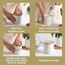 Sweejar Kitchen Ceramic Food Storage Containers, Stackable Canisters for Countertop with Airtight Boomboo Lids for Serving Ground Coffee, Tea, Sugar, Salt and More- 16 Fl Oz (White) by CozyNest Decor