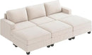 Nolany Corduroy Sectional Couch with Storage Ottoman, Sleeper Sectional Sofa with Chaise, Modular Sectional Couches for Living Room, Beige by CozyNest Decor