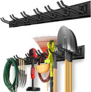 Garage Organization, Garage Wall Organizer with 48 inches Rails and 6 Hooks, Tool Organizers Heavy Duty, Shovel Holder Wall Mount Max Load 360 LBS, Sturdy Garden Tool Rack for Folding Chairs by GreenHaven Gardens