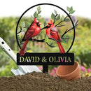 Personalized Name Garden Cardinal Metal Signs with Stake, Custom Family Name Yard Decor for Outdoor Outside, Cardinal Lawn Patio Stake Gardening Enthusiasts Grandmothers Gift by CozyNest Decor