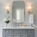 ANDY STAR Brushed Nickel Oblong Mirror, 32x40 Inch Brushed Nickel Oval Mirror for Bathroom with Stainless Steel Metal Frame, Wall Mouned for Bathroom, Living Room, Entryway by CozyNest Decor