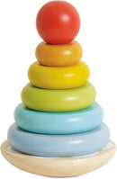 Le Toy Van – Wooden Rainbow Stacker | Girl & Boy 7 Piece Rainbow Wobbling Ring Stacker – Suitable for 18+ Months by TinyTreasures Baby Boutique