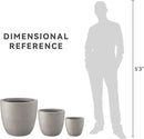 Kante 18",14",10" Dia Concrete Round Planters (Set of 3), Outdoor Indoor Large Planter Pots with Drainage Hole and Rubber Plug for Home Patio Garden, Weathered Concrete by GreenHaven Gardens