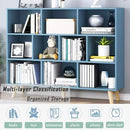IOTXY Wooden Open Shelf Bookcase - 3-Tier Floor Standing Display Cabinet Rack with Legs, 10 Cubes Bookshelf, Bright Blue by CozyNest Decor