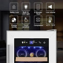 Tylza 12" Wine Cooler Refrigerator 18 Bottle Capacity, Compact Freezerless, Temperature Stability, Low Noise, Double-Layer Tempered Glass Door by CozyNest Decor