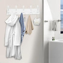 2pcs Coat Rack Wall Mount Coat Hooks Wooden Hat Rack for Wall Hooks Pine Real Wood Plank 16.9" White Coat Hanger with 5 White Triple Hooks for Hanging Coat Hat Jacket by CozyNest Decor