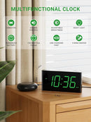 Extra Loud Vibrating Alarm Clock with Bed Shaker for Heavy Sleeper Deaf Hard of Hearing, Large LED Display Digital Clock for Bedroom,Dimmer,Night Light,USB Phone Charger,Battery Backup,Senior Teen Kid by TinyTreasures Baby Boutique