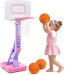 Super Joy Toddler Girl Basketball Hoop - Adjustable Kids Ball Hoop Set for Indoor - Portable Pink Mini Basketball Goal Outdoor Outside Pool Sport Toys Gifts for Baby Boys Age 1-3 2-4 3-5 by TinyTreasures Baby Boutique
