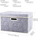 PRANDOM Collapsible Storage Boxes with Lids Fabric Decorative Storage Bins Cubes Organizer Containers Baskets with Cover Handles Divider for Bedroom Closet Living Room 14.9x9.8x9.8 Inch 3 Pack by TinyTreasures Baby Boutique