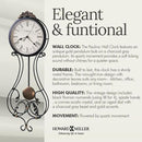 Howard Miller Paulina Wall Clock, Gray Finishes with Golden Pendulum & Quartz Movement, Classic Round White Dial with Roman Numeral Perfect for Home Decor, Living Room & Office Wall Mount by CozyNest Decor
