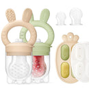 2 Packs Baby Fruit Feeder & Freezer Nibble Tray Combo, Push Pop Baby Food Feeder to Safely Introduce New Foods, Fresh & Frozen Food Silicone Feeder, 100% Food Grade, BPA Free (Caramel & Olive) by TinyTreasures Baby Boutique