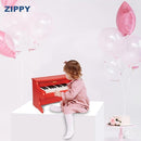 ZIPPY Kids Piano Keyboard, 25 Keys Digital Piano for Kids, Mini Music Educational Instrument Toy, Wood Toy for Toddlers Girls Boys (Red) by TinyTreasures Baby Boutique