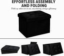 LINMAGCO Storage Ottoman Folding Foot Stool Velvet Foot Rest with Padded Modern Ottoman with Storage for Living Room Puppy Step Stool 17x13x13in(Black) by CozyNest Decor