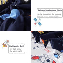 PERFEMET 4 Pcs Toddler Bedding Dark Blue Outer Space Printed Toddler Bed Set with Sheets Reversible Planet Rocket Pattern Bed in a Bag for Toddlers(Dark Blue, Planet/Rocket) by TinyTreasures Baby Boutique