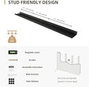 Picture Ledge Shelf, Wood Long Floating Shelves for Wall, Set of 2, 56 inch Picture Ledge Shelves, Photo Ledge Nursery Book Shelves Wall Mounted for Living Room Kids' Room Bedroom, Color Black by TinyTreasures Baby Boutique