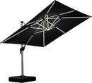 PURPLE LEAF 9 Feet Double Top Deluxe Solar Powered LED Square Patio Umbrella Offset Hanging Umbrella Outdoor Market Umbrella Garden Umbrella, Black by GreenHaven Gardens