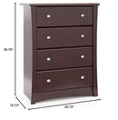 Storkcraft Crescent 4 Drawer Chest (Espresso) – GREENGUARD Gold Certified, Easy-to-Match Chest of Drawers for Nursery and Kids Bedroom, Dresser Organizer for Children’s Bedroom by TinyTreasures Baby Boutique