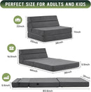 jela Foldable Sofa Bed Soft Foam Convertible Sleeper Chair Luxury Miss Fabric Fold Out Chair Bed Floor Couch with Back Support Floor Sofa for Living Room Bedroom (Twin,Dark Gray) by CozyNest Decor