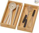 Bamboo Drawer Organizer - Silverware & Utensil Organizer, Stackable, 2 Pcs, Wooden Storage Box Tray (Bamboo, 12 X 6 X 2 Inch) by CozyNest Decor