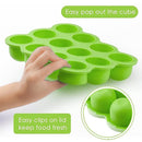 Samuelworld Baby Food Storage Container, 12 Portions x 2.5oz - BPA Free Silicone Freezer Tray with Clip-On Lid for Milk Storage, Homemade Baby Food, Vegetable & Fruit Purees - Green(For 6 Months+ by TinyTreasures Baby Boutique