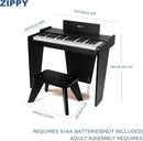 ZIPPY Kids Piano Keyboard, 37 Keys Digital Piano for Kids, Music Educational Instrument Toy, Wood Piano for 3+ Girls and Boys (Black Basic) by TinyTreasures Baby Boutique
