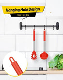 Silicone Pasta Fork and Ladle Spoon Set, Large Non Stick Kitchen Utensils for Cooking,Stirring,Serving Spaghetti, Soup, Sauce (RED) by CozyNest Decor