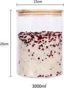 Large Glass Food Storage Container, 100 FL OZ (3000ml) Glass Food Canister with Airtight Bamboo Lids for Your Pantry, BPA-Free Cereal Dispenser Jars for Spaghetti Pasta, Powder, Tea, Coffee by CozyNest Decor