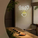 Tea Neon Sign Teapot LED Neon Light White Tea Bar Neon Sign Decor Hanging for Coffee Station, Teahouse, Restaurants, Home, Farmhouse, Kitchen Decoration by CozyNest Decor