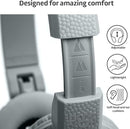 POGS Kids Bluetooth Wireless Headphones | The Gecko 2 | Foldable, Durable Headphones for Kids 3+ | Volume Limited 85 dB, Microphone | On-Ear | Wireless Music-Sharing Function (rGrey) by TinyTreasures Baby Boutique