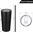 VEGOND 20oz Tumbler Bulk with Lid and Straw 6 Pack, Stainless Steel Vacuum Insulated Tumbler, Double Wall Coffee Cup Travel Mug, Black by TinyTreasures Baby Boutique