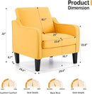 VINGLI Accent Chairs Set of 2 Living Room Chairs Yellow Reading Chair for Bedroom Scooped Arm Chair Mid Century Modern Accent Chairs Upholstered Comfy Chair for Apartment, Waiting Room by CozyNest Decor
