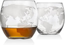 Whiskey Decanter Globe Set with 2 Etched Whiskey Glasses - for Liquor Scotch Bourbon Vodka, Gifts For Men - 850ml by CozyNest Decor