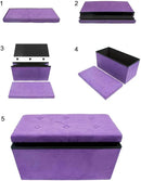 Sorbus Storage Ottoman Bench – Collapsible/Folding Bench Chest with Cover – Perfect Toy and Shoe Chest, Hope Chest, Pouffe Ottoman, Seat, Foot Rest, – Contemporary Faux Suede (Purple) by CozyNest Decor