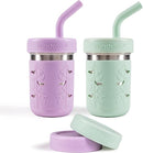 Pandaloo® Smoothie Cups for Kids - Stainless Steel Toddler Tumbler with Straw, Sippy Cup for Smoothies - BPA-Free, Toddler Snack Cups, 10 oz by TinyTreasures Baby Boutique