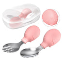 Deejoy Toddler Utensils - Stainless Steel Spoons and Forks, Kids Silverware Set with Travel Case (Pink) by TinyTreasures Baby Boutique