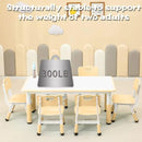 Children's Table and Chair Set Suitable for Boys and Girls Age 2-12 Height Adjustable Table top Can be Painted with 6 Seats Suitable for Family Learning Daily use (Wood Color) by CozyNest Decor