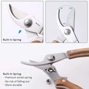 BUGUI 8” Wood Handle Garden Scissors, Set of 2, Includes Bypass Pruning Shears and Long Straight Tip Clippers, Premium Gardening Tools with Precision-Ground SK-5 Steel Blade by GreenHaven Gardens
