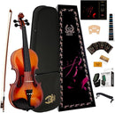 Rhythm Violin Set for Beginners,Acoustic Violins Starter Kit Package for Student,Beginners Fiddle with Hard Case, Rosin, Shoulder Rest, Bow, and Extra Strings (NATURAL, Full) by TinyTreasures Baby Boutique